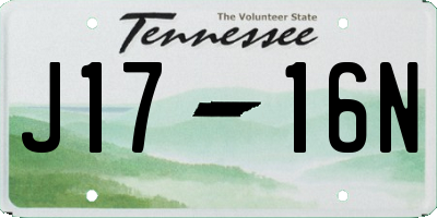 TN license plate J1716N