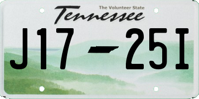 TN license plate J1725I
