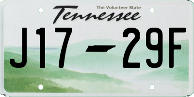 TN license plate J1729F