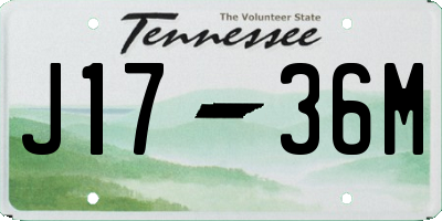 TN license plate J1736M