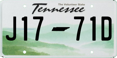 TN license plate J1771D