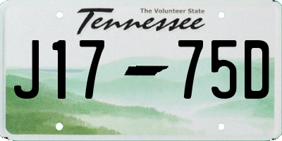 TN license plate J1775D