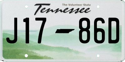 TN license plate J1786D