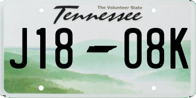 TN license plate J1808K