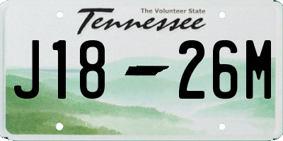 TN license plate J1826M