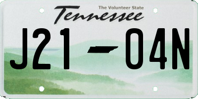 TN license plate J2104N