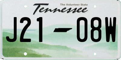 TN license plate J2108W