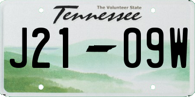 TN license plate J2109W