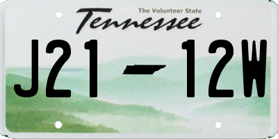 TN license plate J2112W