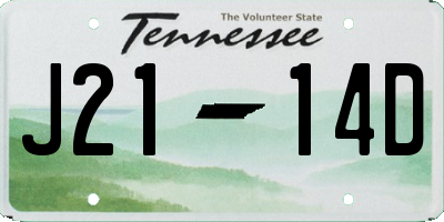 TN license plate J2114D