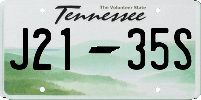 TN license plate J2135S