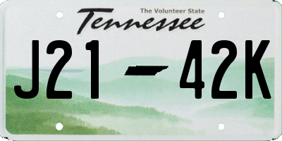 TN license plate J2142K
