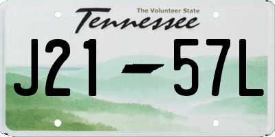 TN license plate J2157L