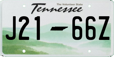 TN license plate J2166Z