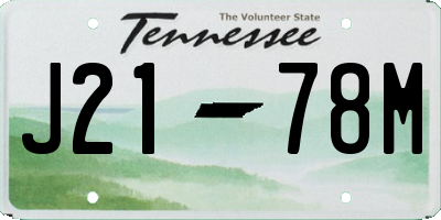 TN license plate J2178M