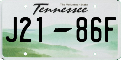 TN license plate J2186F