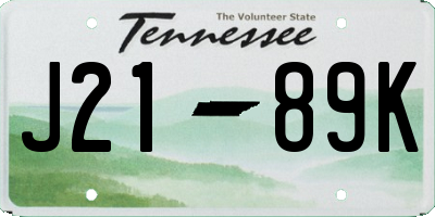 TN license plate J2189K