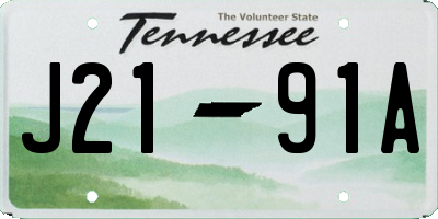 TN license plate J2191A