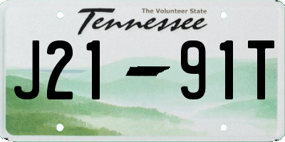 TN license plate J2191T