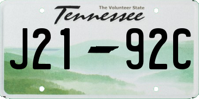 TN license plate J2192C