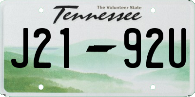 TN license plate J2192U