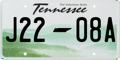TN license plate J2208A