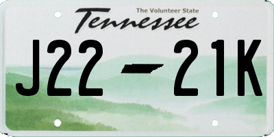 TN license plate J2221K