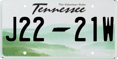 TN license plate J2221W