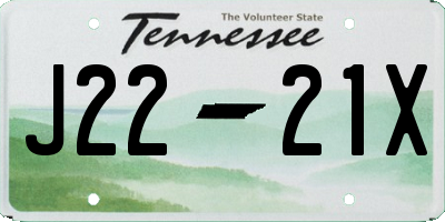 TN license plate J2221X