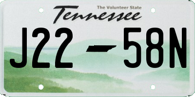 TN license plate J2258N
