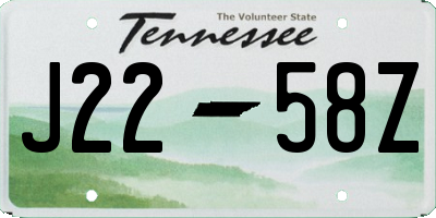 TN license plate J2258Z