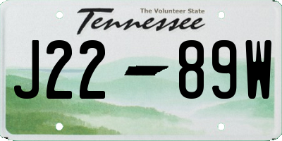 TN license plate J2289W