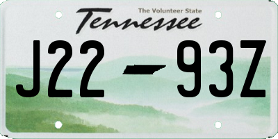 TN license plate J2293Z