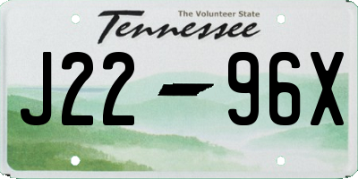 TN license plate J2296X