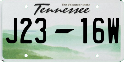 TN license plate J2316W
