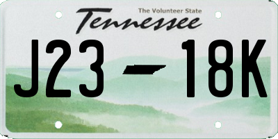 TN license plate J2318K