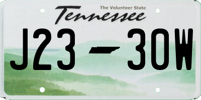 TN license plate J2330W