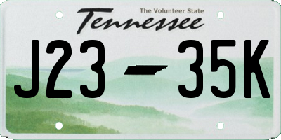 TN license plate J2335K
