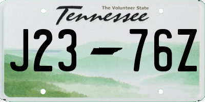 TN license plate J2376Z