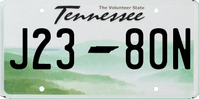 TN license plate J2380N