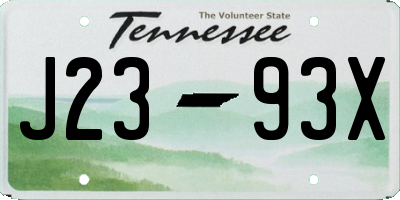 TN license plate J2393X