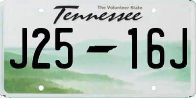 TN license plate J2516J