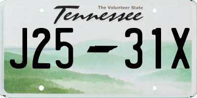 TN license plate J2531X