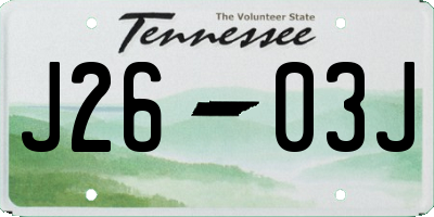 TN license plate J2603J