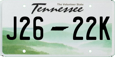 TN license plate J2622K
