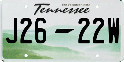 TN license plate J2622W