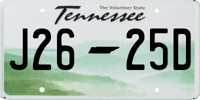TN license plate J2625D