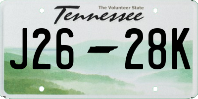 TN license plate J2628K