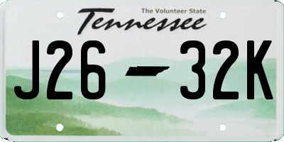 TN license plate J2632K