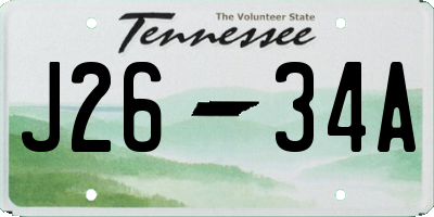 TN license plate J2634A